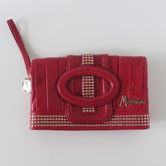 🔴CLEARANCE🔴 Marciano Red Studded Foldover Clutch - Picture 1 of 2